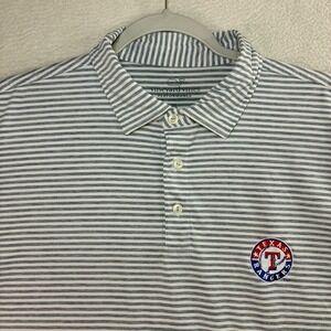 Vineyard Vines Texas Rangers Performance Polo Shirt Men XL Gray Stripe Golf MLB